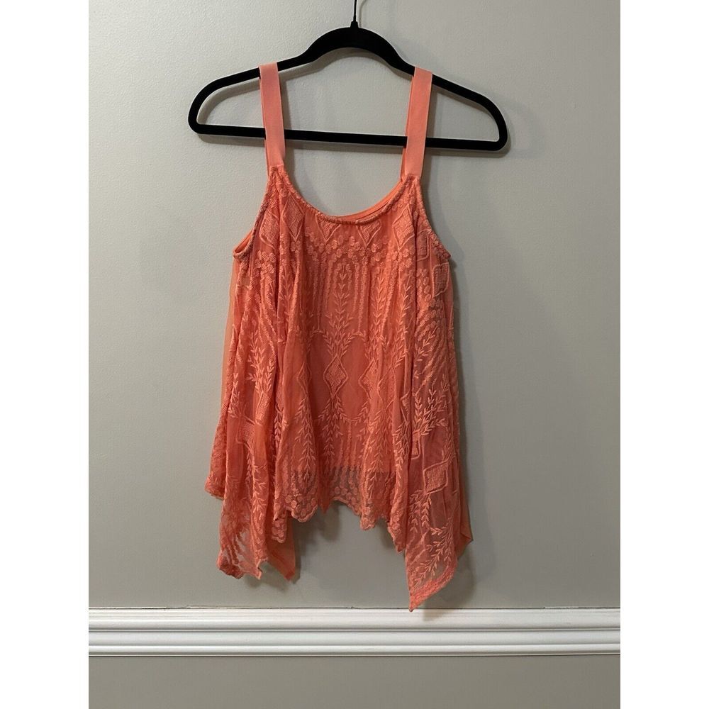Xhilaration Women's Lace Tank Top Orange Size Medium Drapy Lightweight